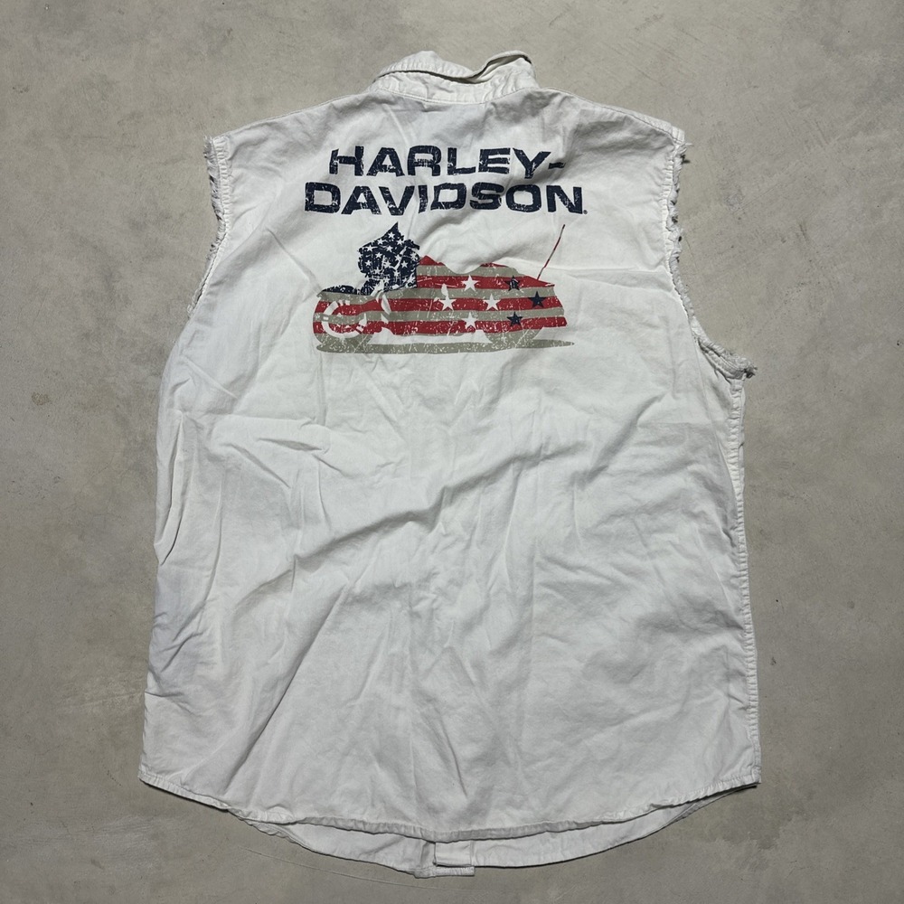 HARLEY-DAVIDSON Sleeveless Shirt SZ XL Men's American Flag USA Patriot Biker